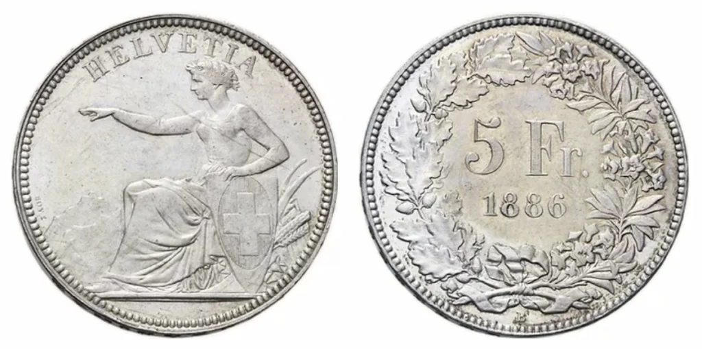5-Franken-Stück aus dem Jahr 1886