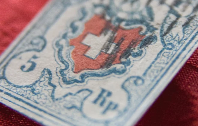 Rayon I-Postmarke der Schweizerischen Bundespost.